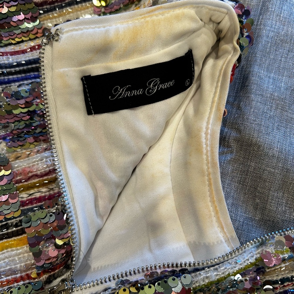 Anna Grace Multicolor Sequin Crop Top - Picture 8 of 12
